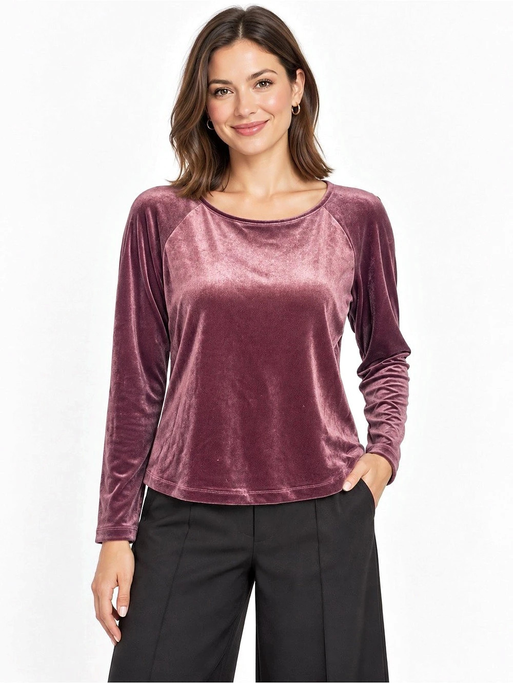 Sundance Velvet Top M Mauve Plum Long Sleeve Holiday Boho Party Date Night Party